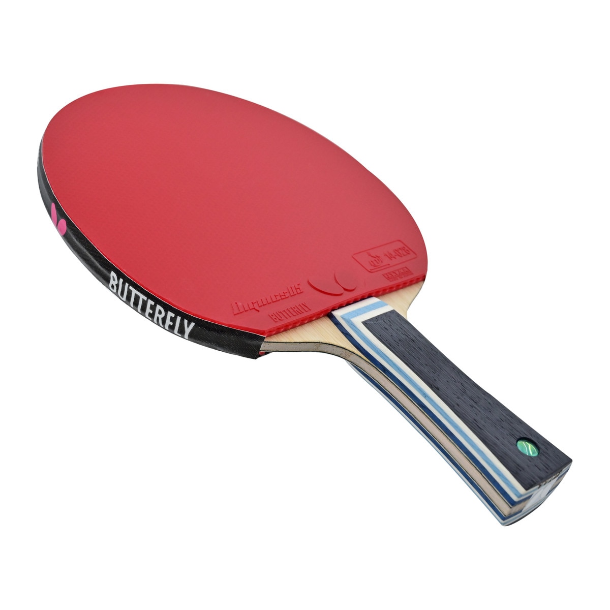 Viscaria Super ALC Pro-Line Racket: Diagonal View of Red Rubber (Dignics 05)